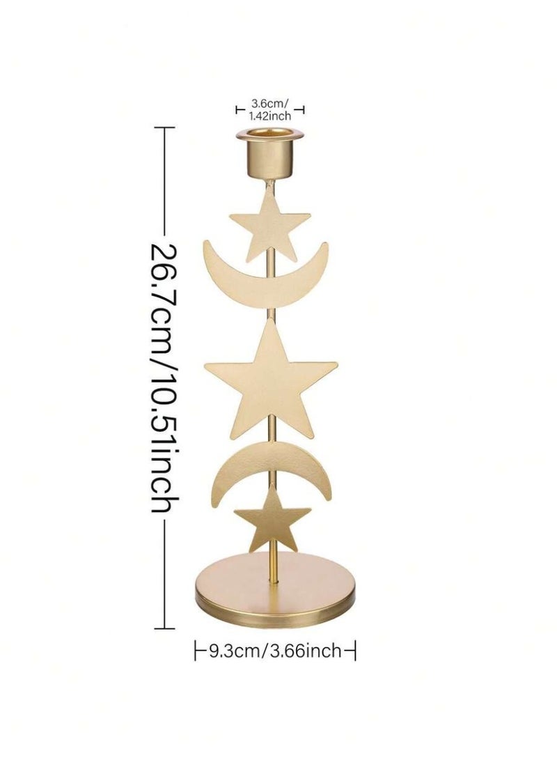 حامل شمعة هلال ونجمة إسلامي – شمعدان ذهبي يوضع على الطاولة – ديكور أنيق لرمضان والعيد - Image 3